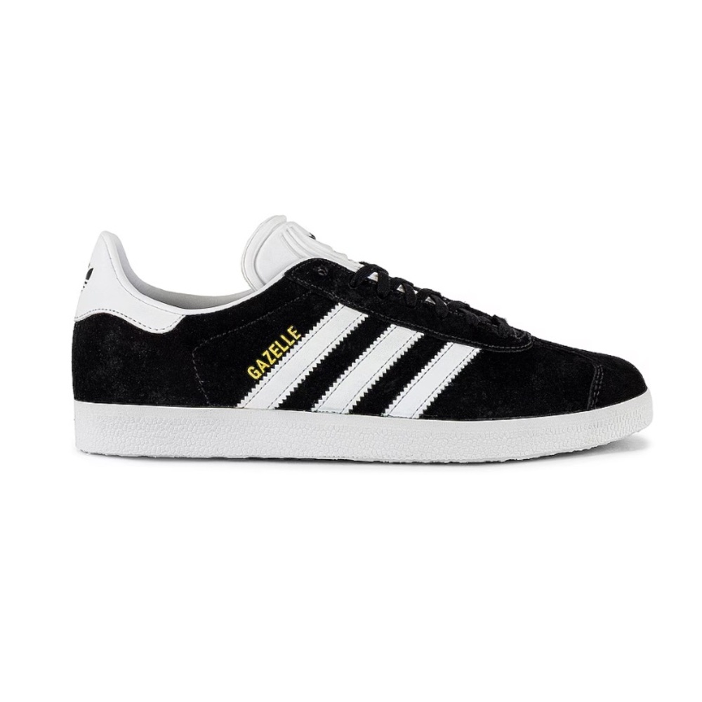 Adidas Originals Gazelle Sneaker in Black & White & Gold Metallic